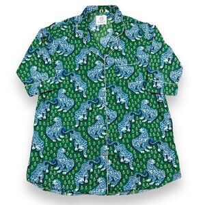 Print Fresh Bagheera Tiger Queen Jade Pajama Sleep Shirt Tunic Pockets Sz 2x